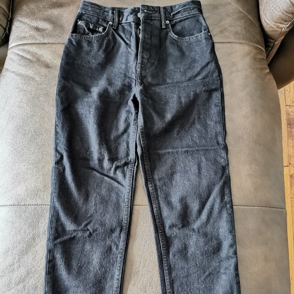 Black Designer Grlfrnd Devon Jeans - High Waisted Straight 23 - Picture 1 of 6